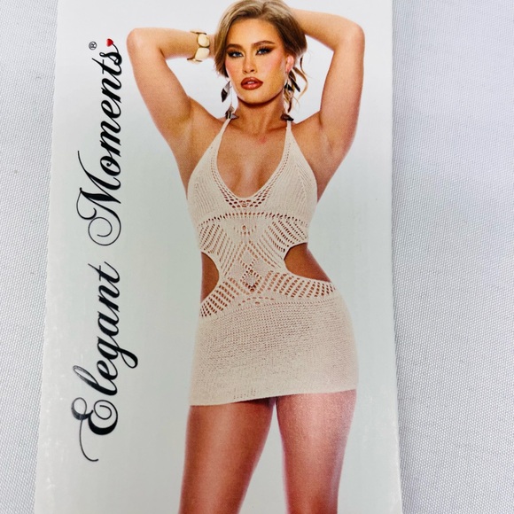 Elegant Moments Other - Elegant Moments CROCHET MINI DRESS WITH CUT-OUT SIDES‎
